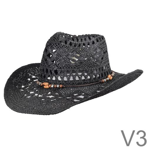 Nevada kalap. Nagyon szép, keményre készített csipke mintázatú western kalap, melyet körbe felfűzött különböző fa és fém gyöngyök díszítenek.