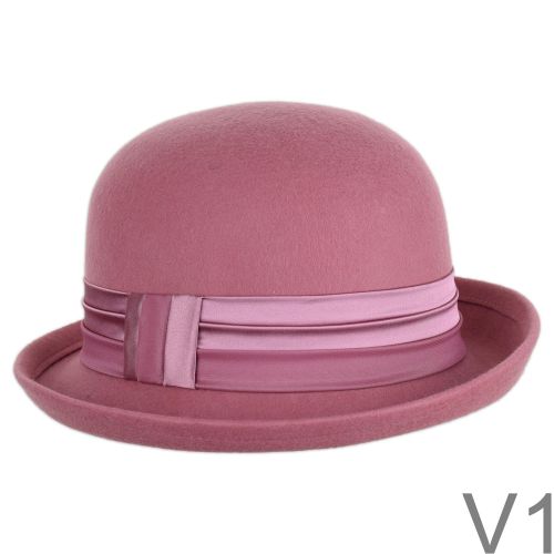 Virginia kalap. Elegáns jó tartású kemény kalap, hozzáillő selyem és bársony szalag díszítéssel.
